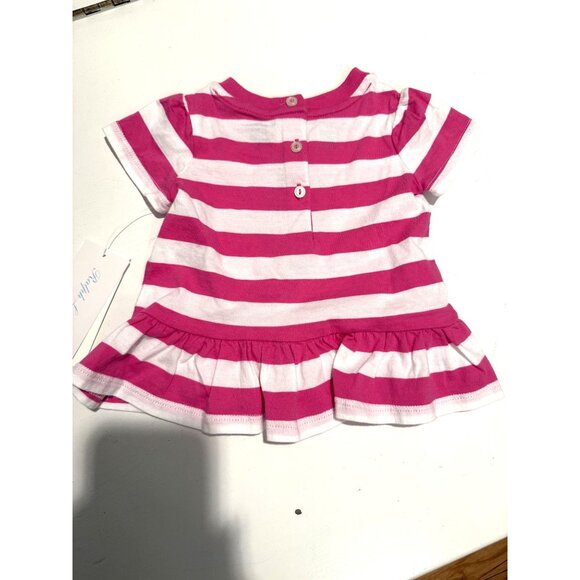 NWT Ralph Lauren Baby Girls Striped Polo Bear Peplum Tee Size 3M Pink $40 [jb] - Picture 5 of 8